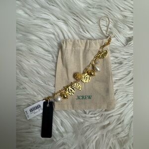 J. Crew Gold Charm Bracelet with Pearl Accents